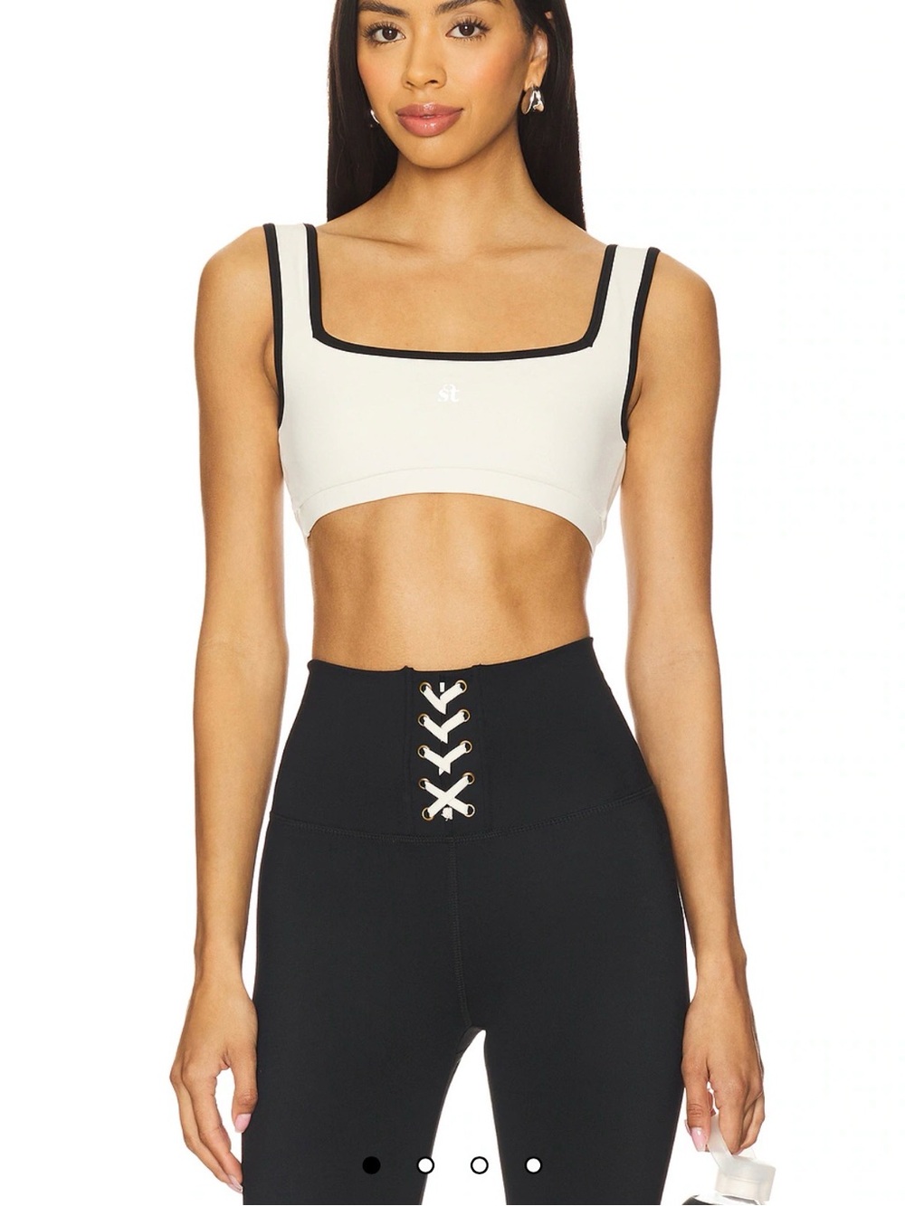 Strut This Black Leggings With White Lacing Detail